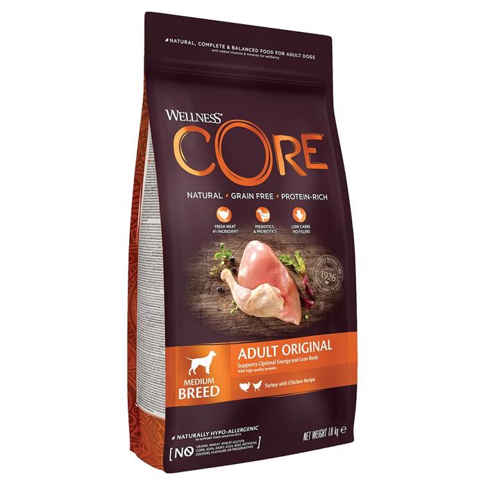 Wellness Core Adult Original Tørfoder til Mellem Racer Kylling & Kalkun